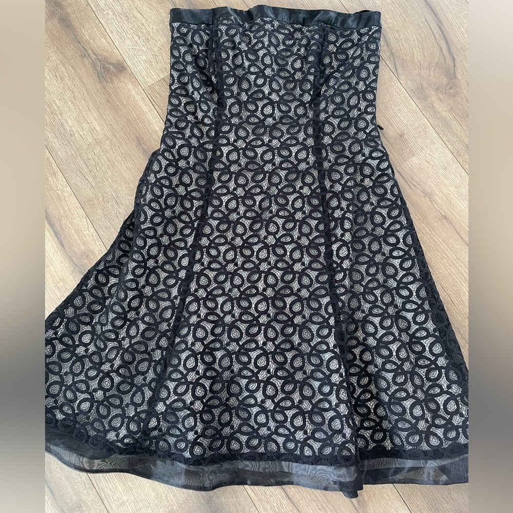 Lacey black strapless dress